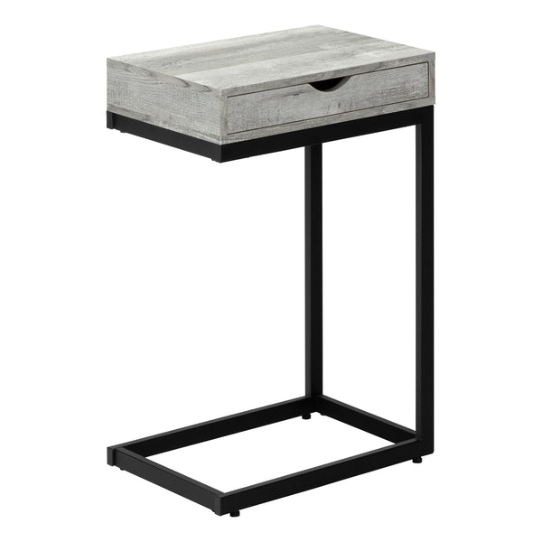Monarch Specialties Accent Table, C-shaped, End, Side, Snack, Storage Drawer, Living Room, Bedroom, Grey Laminate, Black Metal, Contemporary, Modern Grey,Black, Black Laminate,Particle Board,Metal I 3407