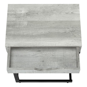 Monarch Specialties Accent Table, C-shaped, End, Side, Snack, Storage Drawer, Living Room, Bedroom, Grey Laminate, Black Metal, Contemporary, Modern Grey,Black, Black Laminate,Particle Board,Metal I 3407