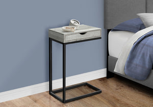 Monarch Specialties Accent Table, C-shaped, End, Side, Snack, Storage Drawer, Living Room, Bedroom, Grey Laminate, Black Metal, Contemporary, Modern Grey,Black, Black Laminate,Particle Board,Metal I 3407