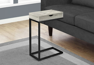 Monarch Specialties Accent Table, C-shaped, End, Side, Snack, Storage Drawer, Living Room, Bedroom, Grey Laminate, Black Metal, Contemporary, Modern Grey,Black, Black Laminate,Particle Board,Metal I 3407