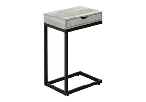 Monarch Specialties Accent Table, C-shaped, End, Side, Snack, Storage Drawer, Living Room, Bedroom, Grey Laminate, Black Metal, Contemporary, Modern Grey,Black, Black Laminate,Particle Board,Metal I 3407