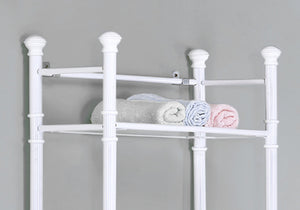 Monarch Specialties Bathroom Accent, Shelves, Storage, Tempered Glass, White Metal, Contemporary, Modern White Glass,Metal,Tempered Glass I 3425