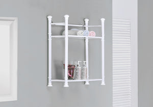 Monarch Specialties Bathroom Accent, Shelves, Storage, Tempered Glass, White Metal, Contemporary, Modern White Glass,Metal,Tempered Glass I 3425