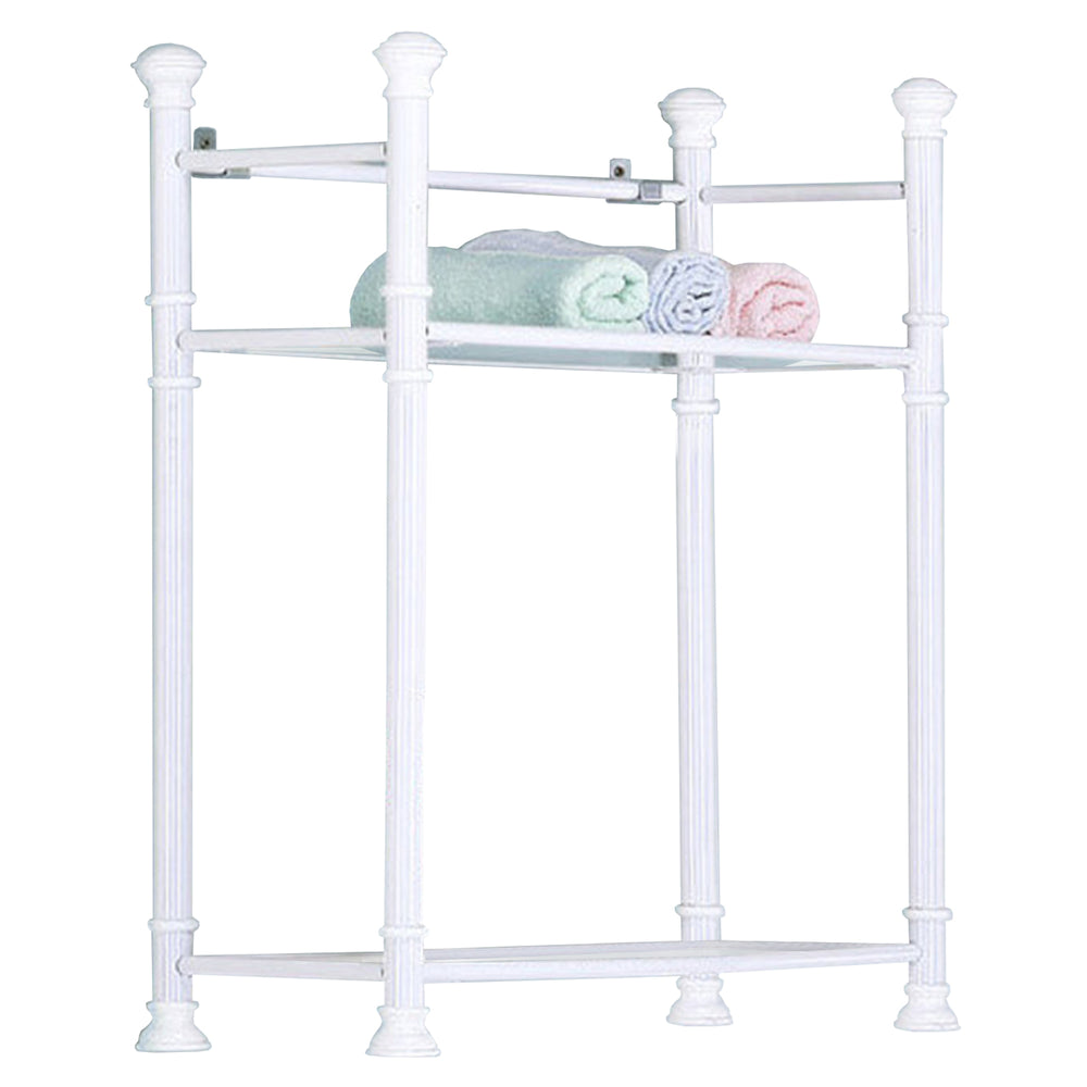 Monarch Specialties Bathroom Accent, Shelves, Storage, Tempered Glass, White Metal, Contemporary, Modern White Glass,Metal,Tempered Glass I 3425