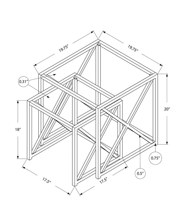 Monarch Specialties Nesting Table, Set Of 2, Side, End, Accent, Living Room, Bedroom, Clear Tempered Glass, Chrome Metal, Contemporary, Modern Chrome,Clear, Clear Metal,Glass,Tempered Glass I 3441