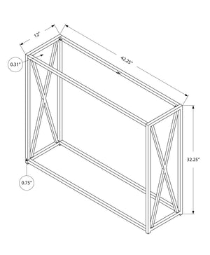 Monarch Specialties Accent Table, Console, Entryway, Narrow, Sofa, Living Room, Bedroom, Contemporary, Modern Gold,Clear, Clear Metal,Glass,Tempered Glass I 3446