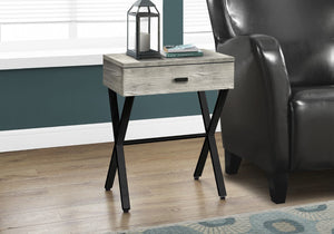 Monarch Specialties Accent Table, Side, End, Nightstand, Lamp, Storage Drawer, Living Room, Bedroom, Grey Laminate, Black Metal, Contemporary, Modern Grey,Black, Black Particle Board,Laminate,Mdf,Metal I 3451