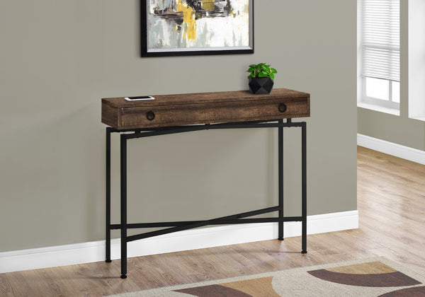 Monarch Specialties Accent Table, Console, Entryway, Narrow, Sofa, Storage Drawer, Living Room, Bedroom, Brown Laminate, Black Metal, Contemporary, Modern Brown,Black, Black Particle Board,Laminate,Metal I 3453