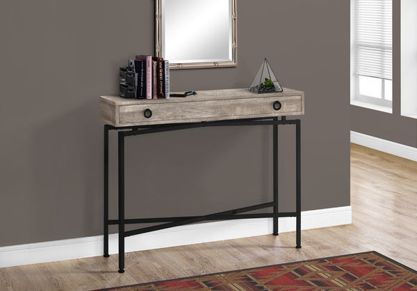 Monarch Specialties Accent Table, Console, Entryway, Narrow, Sofa, Storage Drawer, Living Room, Bedroom, Beige Laminate, Black Metal, Contemporary, Modern Taupe,Black, Black Particle Board,Laminate,Metal I 3455