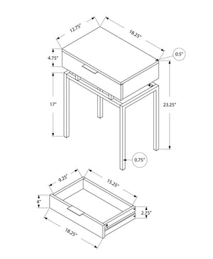 Monarch Specialties Accent Table, Side, End, Nightstand, Lamp, Storage Drawer, Living Room, Bedroom, Brown Laminate, Chrome Metal, Contemporary, Modern Dark Taupe Particle Board,Laminate,Mdf,Metal I 3465