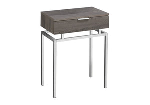 Monarch Specialties Accent Table, Side, End, Nightstand, Lamp, Storage Drawer, Living Room, Bedroom, Brown Laminate, Chrome Metal, Contemporary, Modern Dark Taupe Particle Board,Laminate,Mdf,Metal I 3465