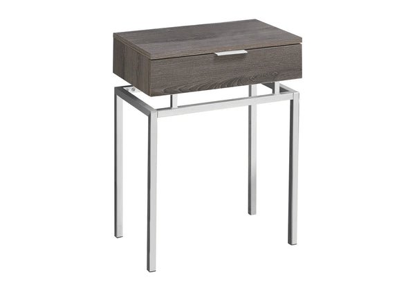 Monarch Specialties Accent Table, Side, End, Nightstand, Lamp, Storage Drawer, Living Room, Bedroom, Brown Laminate, Chrome Metal, Contemporary, Modern Dark Taupe Particle Board,Laminate,Mdf,Metal I 3465