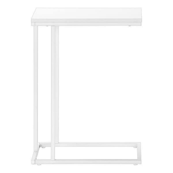 Monarch Specialties Accent Table, C-shaped, End, Side, Snack, Living Room, Bedroom, White Laminate, White Metal, Contemporary, Modern White Mdf,Metal I 3468