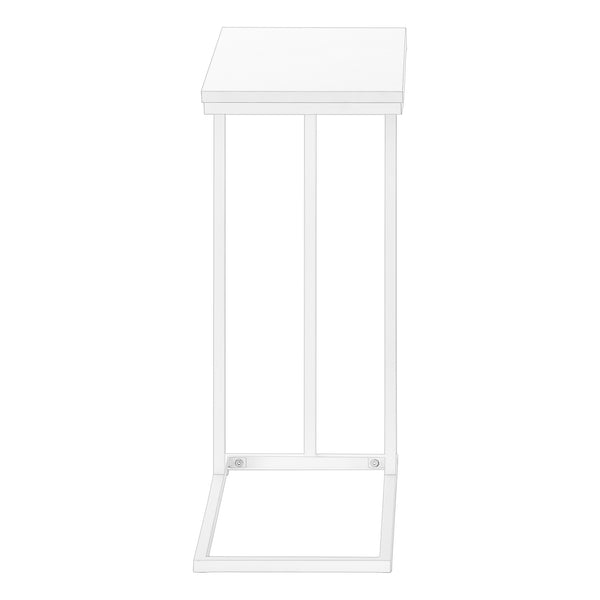 Monarch Specialties Accent Table, C-shaped, End, Side, Snack, Living Room, Bedroom, White Laminate, White Metal, Contemporary, Modern White Mdf,Metal I 3468