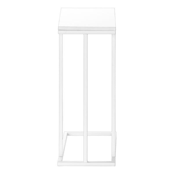 Monarch Specialties Accent Table, C-shaped, End, Side, Snack, Living Room, Bedroom, White Laminate, White Metal, Contemporary, Modern White Mdf,Metal I 3468