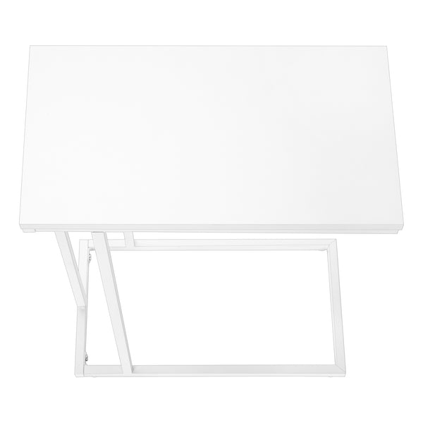 Monarch Specialties Accent Table, C-shaped, End, Side, Snack, Living Room, Bedroom, White Laminate, White Metal, Contemporary, Modern White Mdf,Metal I 3468