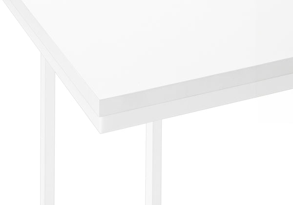 Monarch Specialties Accent Table, C-shaped, End, Side, Snack, Living Room, Bedroom, White Laminate, White Metal, Contemporary, Modern White Mdf,Metal I 3468