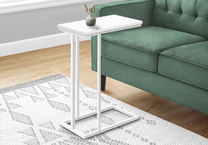Monarch Specialties Accent Table, C-shaped, End, Side, Snack, Living Room, Bedroom, White Laminate, White Metal, Contemporary, Modern White Mdf,Metal I 3468