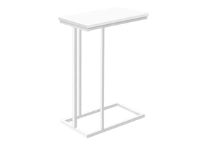 Monarch Specialties Accent Table, C-shaped, End, Side, Snack, Living Room, Bedroom, White Laminate, White Metal, Contemporary, Modern White Mdf,Metal I 3468