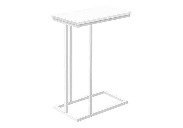 Monarch Specialties Accent Table, C-shaped, End, Side, Snack, Living Room, Bedroom, White Laminate, White Metal, Contemporary, Modern White Mdf,Metal I 3468