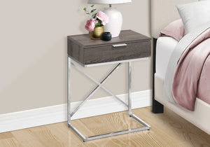 Monarch Specialties Accent Table, Side, End, Nightstand, Lamp, Storage Drawer, Living Room, Bedroom, Brown Laminate, Chrome Metal, Contemporary, Modern Dark Taupe Particle Board,Laminate,Mdf,Metal I 3475