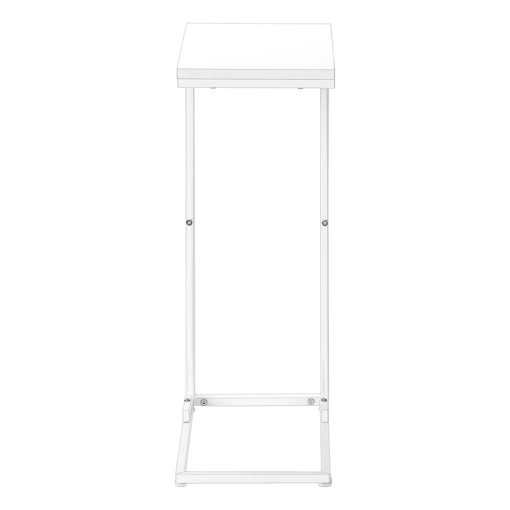Monarch Specialties Accent Table, C-shaped, End, Side, Snack, Living Room, Bedroom, Contemporary, Modern White Mdf,Laminate,Metal I 3478