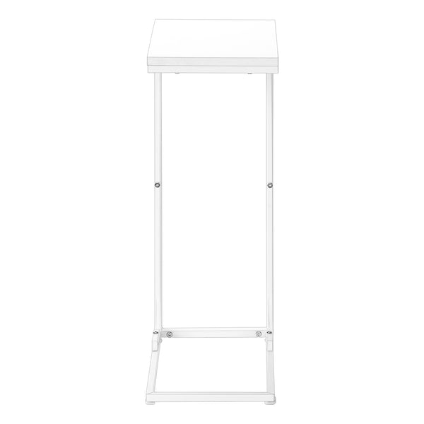 Monarch Specialties Accent Table, C-shaped, End, Side, Snack, Living Room, Bedroom, Contemporary, Modern White Mdf,Laminate,Metal I 3478