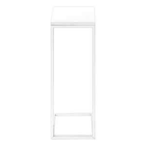 Monarch Specialties Accent Table, C-shaped, End, Side, Snack, Living Room, Bedroom, Contemporary, Modern White Mdf,Laminate,Metal I 3478