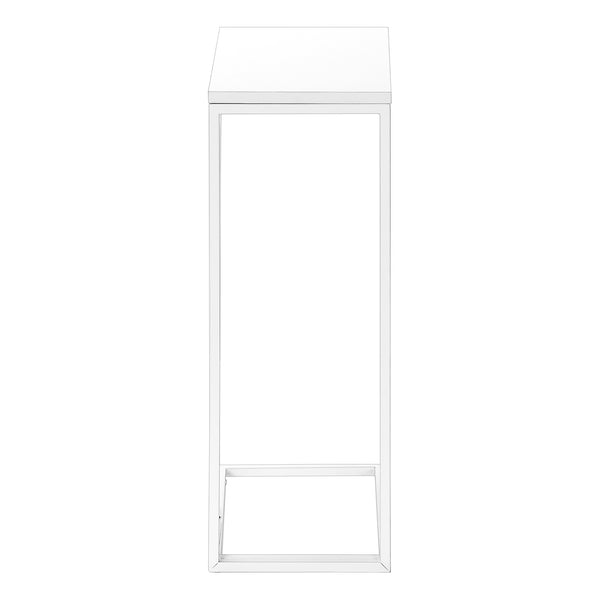 Monarch Specialties Accent Table, C-shaped, End, Side, Snack, Living Room, Bedroom, Contemporary, Modern White Mdf,Laminate,Metal I 3478