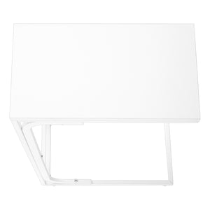 Monarch Specialties Accent Table, C-shaped, End, Side, Snack, Living Room, Bedroom, Contemporary, Modern White Mdf,Laminate,Metal I 3478