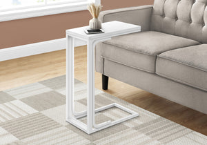 Monarch Specialties Accent Table, C-shaped, End, Side, Snack, Living Room, Bedroom, Contemporary, Modern White Mdf,Laminate,Metal I 3478