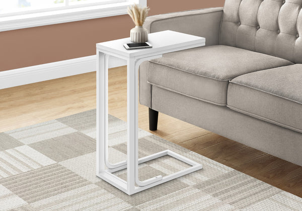 Monarch Specialties Accent Table, C-shaped, End, Side, Snack, Living Room, Bedroom, Contemporary, Modern White Mdf,Laminate,Metal I 3478