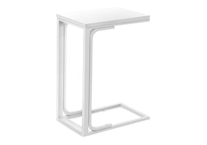 Monarch Specialties Accent Table, C-shaped, End, Side, Snack, Living Room, Bedroom, Contemporary, Modern White Mdf,Laminate,Metal I 3478
