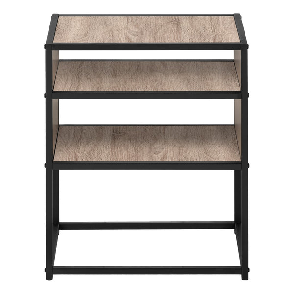 Monarch Specialties Accent Table, Side, End, Nightstand, Lamp, Living Room, Bedroom, Brown Laminate, Black Metal, Contemporary, Modern Dark Taupe,Black, Black Mdf,Laminate,Metal I 3507