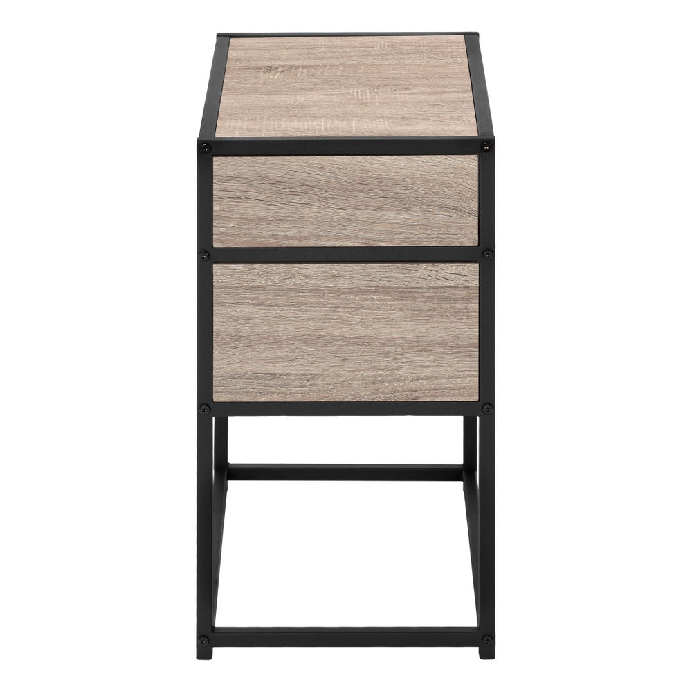 Monarch Specialties Accent Table, Side, End, Nightstand, Lamp, Living Room, Bedroom, Brown Laminate, Black Metal, Contemporary, Modern Dark Taupe,Black, Black Mdf,Laminate,Metal I 3507
