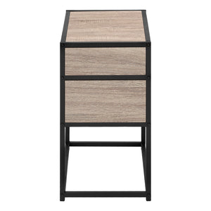 Monarch Specialties Accent Table, Side, End, Nightstand, Lamp, Living Room, Bedroom, Brown Laminate, Black Metal, Contemporary, Modern Dark Taupe,Black, Black Mdf,Laminate,Metal I 3507