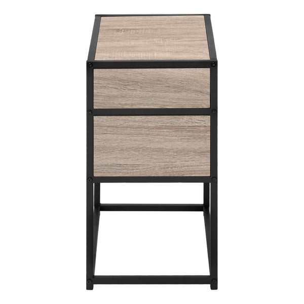 Monarch Specialties Accent Table, Side, End, Nightstand, Lamp, Living Room, Bedroom, Brown Laminate, Black Metal, Contemporary, Modern Dark Taupe,Black, Black Mdf,Laminate,Metal I 3507