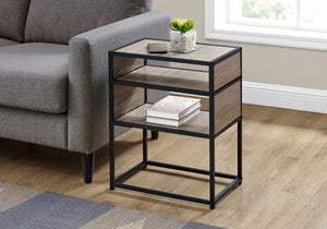 Monarch Specialties Accent Table, Side, End, Nightstand, Lamp, Living Room, Bedroom, Brown Laminate, Black Metal, Contemporary, Modern Dark Taupe,Black, Black Mdf,Laminate,Metal I 3507