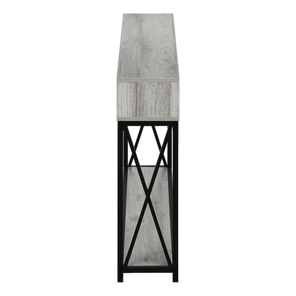 Monarch Specialties Accent Table, Console, Entryway, Narrow, Sofa, Living Room, Bedroom, Grey Laminate, Black Metal, Contemporary, Modern Grey,Black, Black Metal,Particle Board I 3572