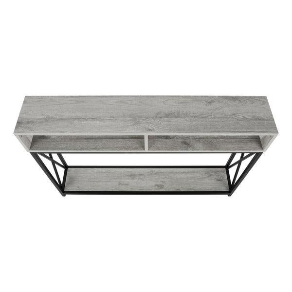 Monarch Specialties Accent Table, Console, Entryway, Narrow, Sofa, Living Room, Bedroom, Grey Laminate, Black Metal, Contemporary, Modern Grey,Black, Black Metal,Particle Board I 3572
