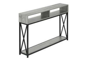 Monarch Specialties Accent Table, Console, Entryway, Narrow, Sofa, Living Room, Bedroom, Grey Laminate, Black Metal, Contemporary, Modern Grey,Black, Black Metal,Particle Board I 3572