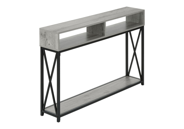 Monarch Specialties Accent Table, Console, Entryway, Narrow, Sofa, Living Room, Bedroom, Grey Laminate, Black Metal, Contemporary, Modern Grey,Black, Black Metal,Particle Board I 3572