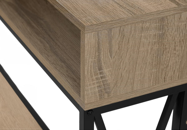 Monarch Specialties Accent Table, Console, Entryway, Narrow, Sofa, Living Room, Bedroom, Brown Laminate, Black Metal, Contemporary, Modern Dark Taupe,Black, Black Metal,Particle Board I 3573