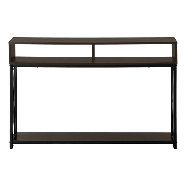 Monarch Specialties Accent Table, Console, Entryway, Narrow, Sofa, Living Room, Bedroom, Brown Laminate, Black Metal, Contemporary, Modern Espresso,Black, Black Metal,Particle Board I 3574