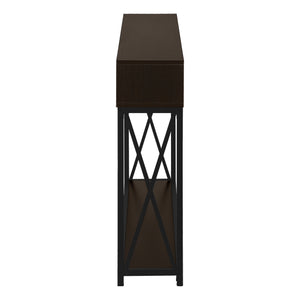 Monarch Specialties Accent Table, Console, Entryway, Narrow, Sofa, Living Room, Bedroom, Brown Laminate, Black Metal, Contemporary, Modern Espresso,Black, Black Metal,Particle Board I 3574