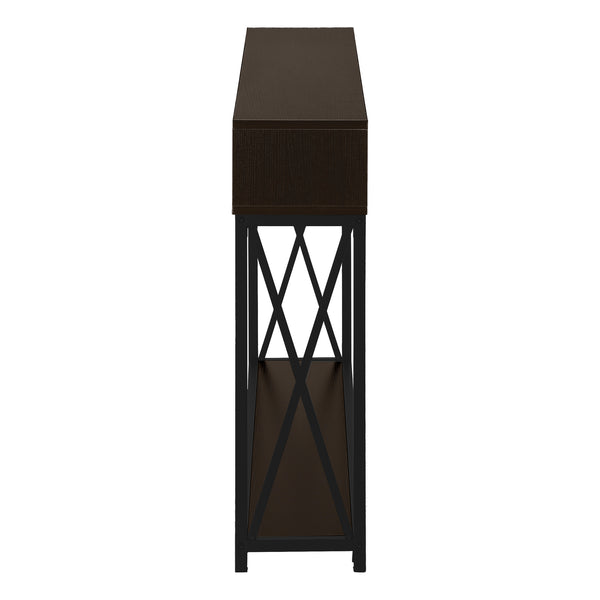 Monarch Specialties Accent Table, Console, Entryway, Narrow, Sofa, Living Room, Bedroom, Brown Laminate, Black Metal, Contemporary, Modern Espresso,Black, Black Metal,Particle Board I 3574