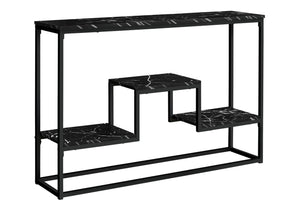 Monarch Specialties Accent Table, Console, Entryway, Narrow, Sofa, Living Room, Bedroom, Black Marble Look Laminate, Black Metal, Contemporary, Modern Black Metal,Particle Board I 3579