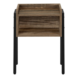 Monarch Specialties Accent Table, Side, End, Nightstand, Lamp, Living Room, Bedroom, Brown Laminate, Black Metal, Contemporary, Modern Brown,Black, Black Metal,Particle Board I 3583