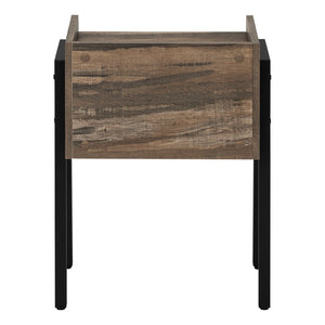 Monarch Specialties Accent Table, Side, End, Nightstand, Lamp, Living Room, Bedroom, Brown Laminate, Black Metal, Contemporary, Modern Brown,Black, Black Metal,Particle Board I 3583