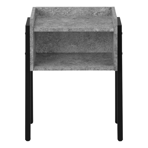 Monarch Specialties Accent Table, Side, End, Nightstand, Lamp, Living Room, Bedroom, Grey Laminate, Black Metal, Contemporary, Modern Grey,Black, Black Metal,Particle Board I 3584